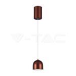V-TAC VT-7997 8.5W LED Висяща Лампа Φ100 Регулируемо Въже Touch On/Off Кафяво Тяло 3000K