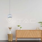 V-TAC VT-8002 8.5W LED Висяща Лампа Φ180 Регулируемо Въже Touch On/Off Бяло Тяло 3000K