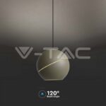 V-TAC VT-8003 8.5W LED Висяща Лампа Φ180 Регулируемо Въже Touch On/Off Златно Тяло 3000K