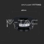 V-TAC VT-8598 GU10 Корпус Луна Квадрат Черно + Черно