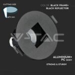 V-TAC VT-8598 GU10 Корпус Луна Квадрат Черно + Черно