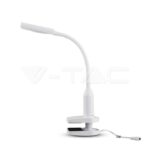 V-TAC VT-8672 7W LED Настолна Лампа С Щипка Бяла 3000K