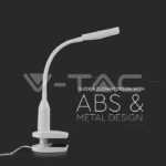 V-TAC VT-8672 7W LED Настолна Лампа С Щипка Бяла 3000K