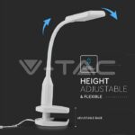V-TAC VT-8672 7W LED Настолна Лампа С Щипка Бяла 3000K