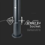 V-TAC VT-8976 Е27 Градинска Лампа 60cm PIR Сензор + 2 Контакта Неръждавейка Сив IP44