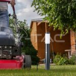 V-TAC VT-8976 Е27 Градинска Лампа 60cm PIR Сензор + 2 Контакта Неръждавейка Сив IP44