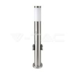 V-TAC VT-8977 Е27 Градинска Лампа 60cm PIR Сензор + 2 Контакта Неръждавейка Сатен Никел IP44