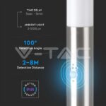 V-TAC VT-8977 Е27 Градинска Лампа 60cm PIR Сензор + 2 Контакта Неръждавейка Сатен Никел IP44