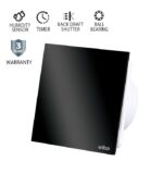 Vito 8005280 ВЕНТИЛАТОР ЗА БАНЯ VENTI-GL100S/Φ100MM/СТЪКЛЕН ПАНЕЛ/СЕНЗОР ЗА ВЛАЖНОСТ/ТАЙМЕР/ЛАГЕР/КЛАПА/ЧЕРЕН 12W