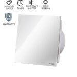 Vito 8005270 ВЕНТИЛАТОР ЗА БАНЯ VENTI-GL100S/ Φ100MM/СТЪКЛЕН ПАНЕЛ/СЕНЗОР ЗА ВЛАЖНОСТ/ТАЙМЕР/ЛАГЕР/КЛАПА/БЯЛ 12W