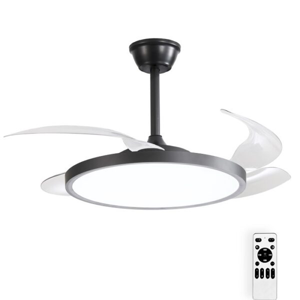 Vito 2027770 ТАВАНЕН ВЕНТИЛАТОР С LED ЛАМПА FANLUX-D4 30W 3xCCT (3000K/4500K/6500K) 2250Lm 106CM ЧЕРЕН ДИСТАНЦИОННО УПР ДИМИРАНЕ