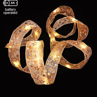 Vito 5620770 CHRISTMAS LIGHTING NATALE-20 FLAT RIBBON 50LED 27K 5M 2AA IP20 SILVER