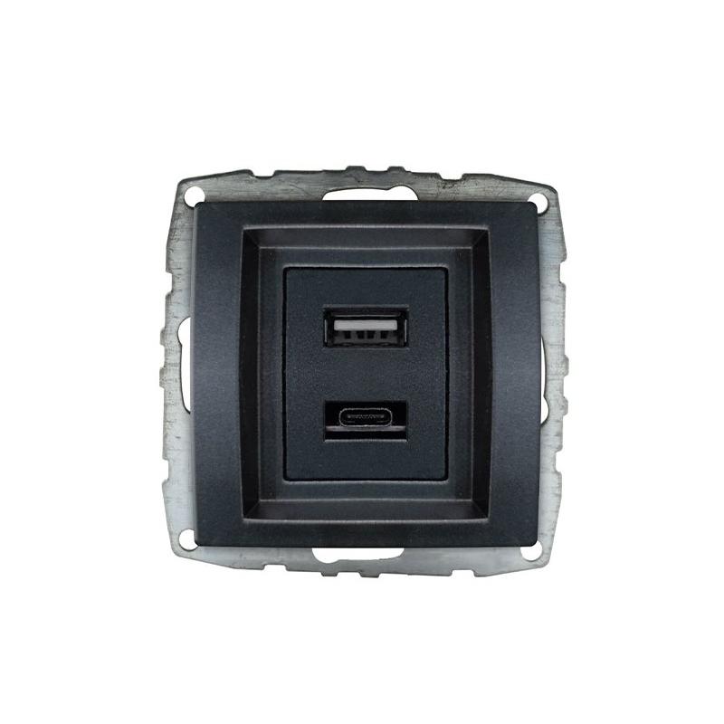 despina-mechanism-usb-type-c-charge-socket-fume-test-categorie.jpg Vito MN-500-002005-203 DESPINA Механизъм USB + TYPE C зарядно Графит