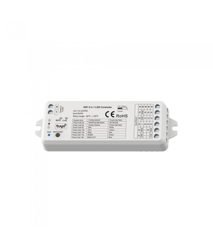 dimmable-controller-maestro-9-rf-tuya-wifi-5xch-12v-24vdc-ip20.jpg Vito 6210240 ДИМИРУЕМ КОНТРОЛЕР MAESTRO-9 RF + TUYA WIFI 5xCH 12V-24VDC IP