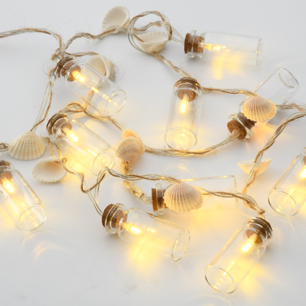 ACA Lighting F04101102 Стъклена бутилка с мида – 10 LED батерии 2×AA топла светлина IP20 135 + 30см прозрачен кабел