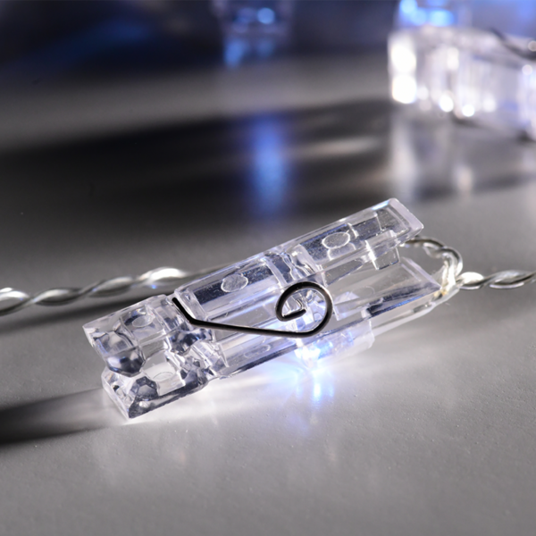 ACA Lighting FCLIP10W2A Пластмасови щипки – 10 LED батерии 3×AA студена светлина IP20 135 + 30см прозрачен кабел