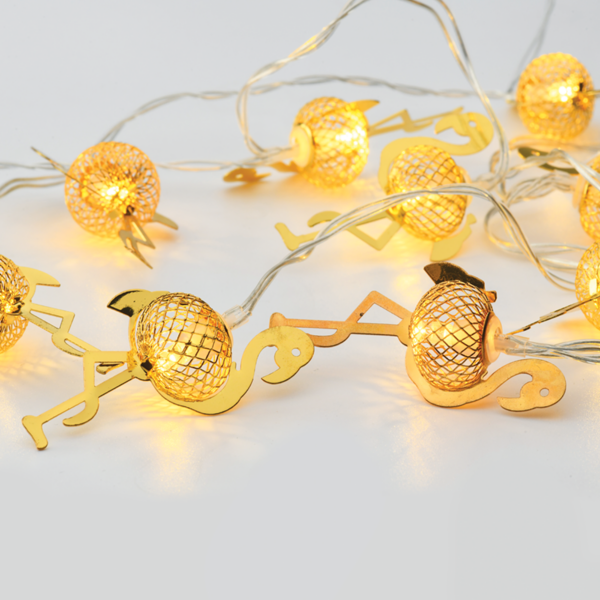 ACA Lighting FLAMINGO10WW2A Метални светлини (фламинго) – 10 LED батерии 2×AA топла светлина IP20 135 + 30см прозрачен кабел
