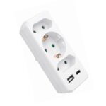 Vito 8002940 GROUP SOCKETS WITH PLUG COMBI 16A 250V USB-A 2.4A USB-C 3A WHITE EARTH SHUTTER