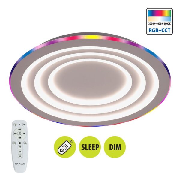 Vivalux VIV005170 Мултифункционална LED плафониера с дистанционно DALIA LED 80W RGB+CCT 3000-6000K