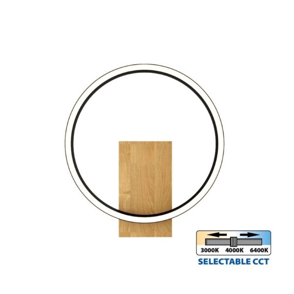 Vivalux VIV005157 LED аплик MATTEO LED 12W черно+дърво CCT 3000-4000-6400K