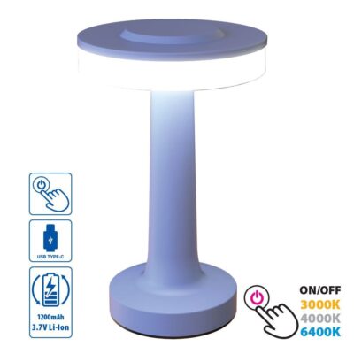 Vivalux VIV005140 Настолна безжична LED лампа с акумулаторна батерия JULIE LED 2W димируема CCT 3000K-4000K-6400K