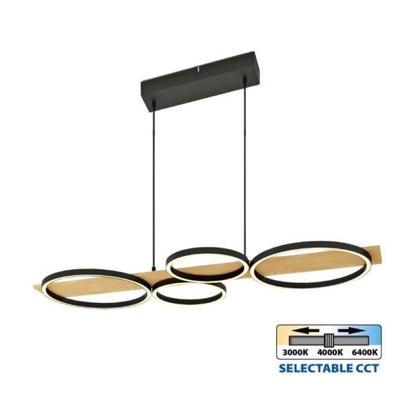 Vivalux VIV005160 LED полилей MATTEO-P LED 38W черно+дърво CCT 3000-4000-6400K