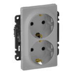Legrand 3414970510266 ДВОЕН КОНТАКТ ШУКО С ДЕТСКА ЗАЩИТА VALENA LIFE АЛУМИНИЙ