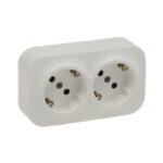 Legrand 3414971703988 ДВОЕН КОНТАКТ ШУКО С ДЕТСКА ЗАЩИТА ЗА ОТКРИТ МОНТАЖ FORIX КРЕМ