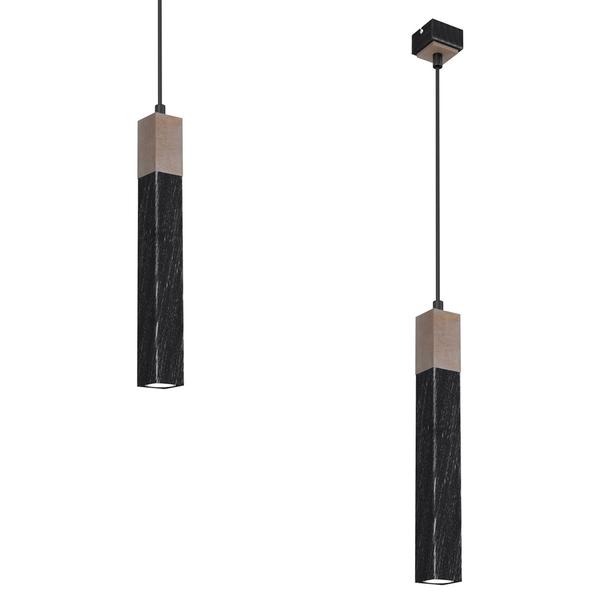 mlp7469a.jpg Milagro MLP7469 Висяща лампа SOLO SAWN BLACK / ПАТИНИРАНО ДЪРВО 1x мини GU10