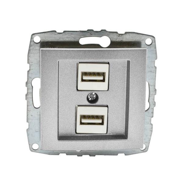 mono-despina-mehanizam-dvojno-usb-zaryadno-srebro.jpg Vito MN-500-002105-178 MONO DESPINA Механизъм двойно USB зарядно Сребро