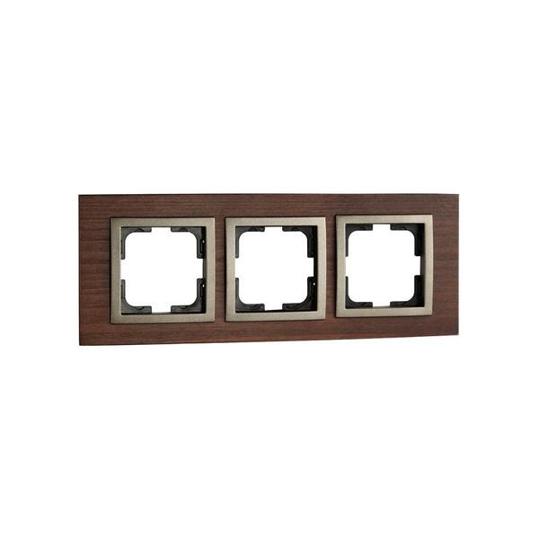 mono-style-wood-trojna-ramka-oreh.jpg Vito MN-107-510000-162 MONO Style Wood Тройна рамка Орех