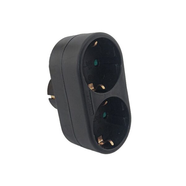 Vito 8002861 MULTISOCKET DUPLO-R 16A 3680W BLACK EARTH-LINE SHUTTER PLUG+2xSOCKET