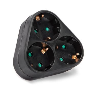 Vito 8002841 MULTISOCKET TRIPLO-R 16A 3680W BLACK EARTH-LINE SHUTTER PLUG+3xSOCKET