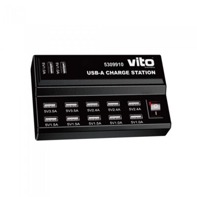 Vito 5309910 USB-A ЗАРЯДНО УСТРОЙСТВО 12x 5VDC МАКС. 60W С КЛЮЧ ЧЕРНO