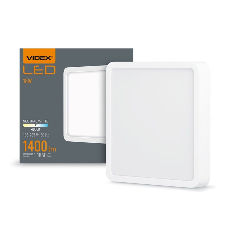 videx-vle-dlss-184-surface-frame-sq-18w-4k-wh.jpg Videx 5904405540763 LED ЛАМПА VLE-DLSS-184 SURFACE FRAME SQ 18W/4K/WH
