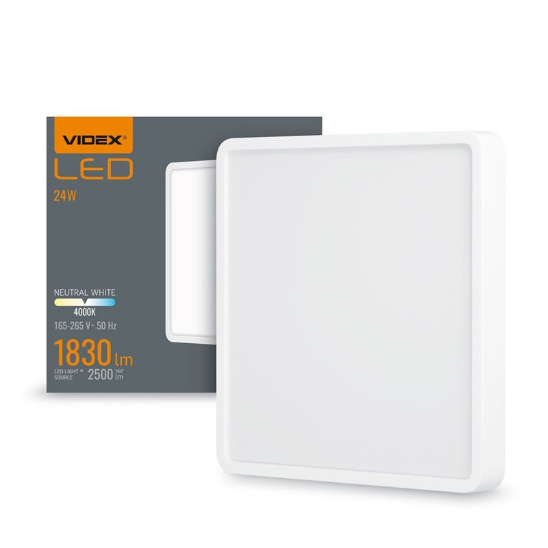 videx-vle-dlss-244-surface-frame-sq-24w-4k-wh.jpg Videx 5904405540770 LED ЛАМПА VLE-DLSS-244 SURFACE FRAME SQ 24W/4K/WH