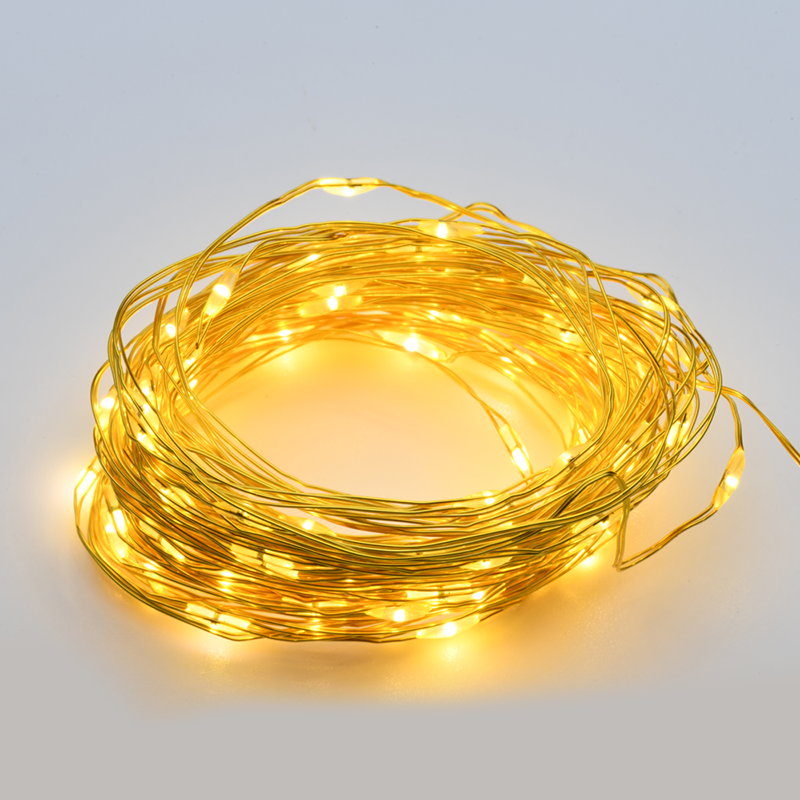 x01100132.png ACA Lighting X01100132 100 LED гирлянд топла светлина златна медна тел адаптер 3V DC 8 функции IP44 10м + 3м 1.8W