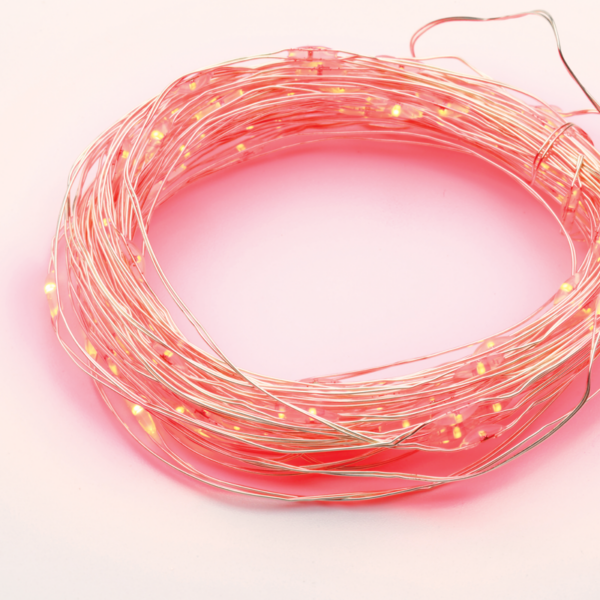 ACA Lighting X01100415 100 LED гирлянд с таймер червен цвят сребриста медна тел батерии 3×AA IP44 10м + 10см
