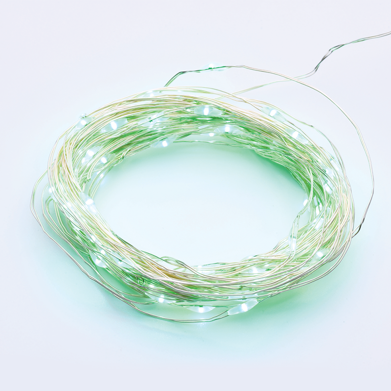 x01100512.png ACA Lighting X01100512 100 LED гирлянд зелена светлина сребриста медна тел адаптер 3V DC 8 функции IP44 10м + 3м 1.8W