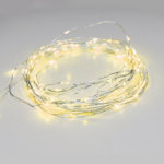 ACA Lighting X01100712 100 LED гирлянд жълта светлина сребриста медна тел адаптер 3V DC 8 функции IP44 10м + 3м 1.8W