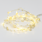 ACA Lighting X01201111 Мотив перла – 20 LED топла бяла светлина сребриста медна тел батерии 2×AA IP20 2м + 10см 1.2W