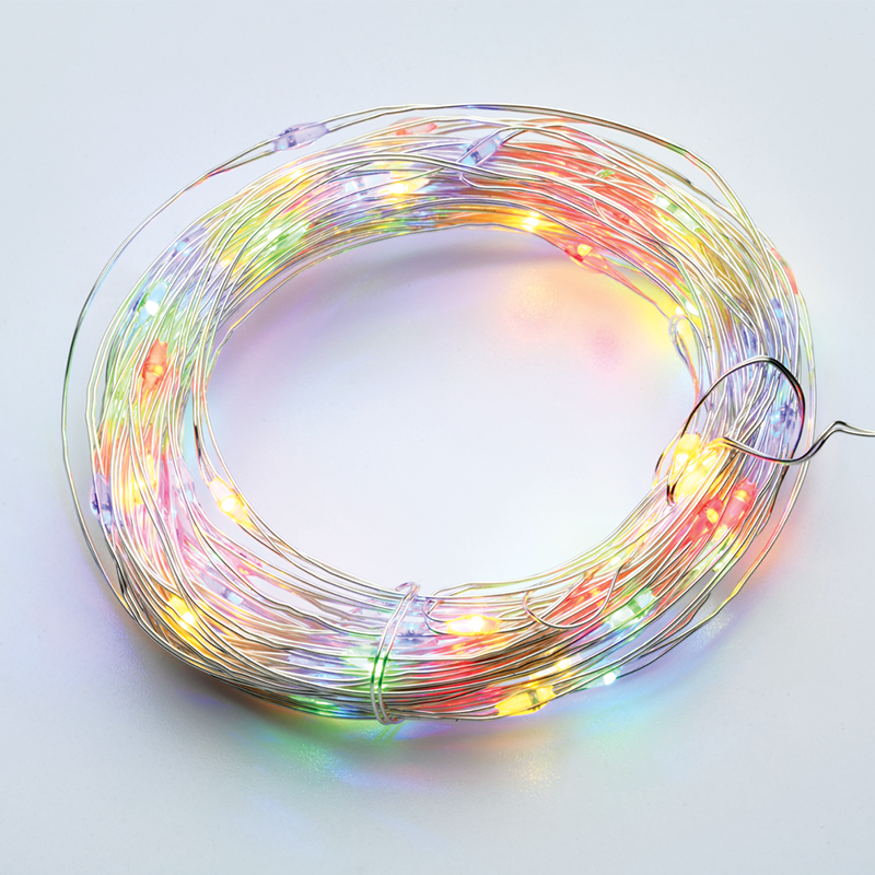 x0120311.png ACA Lighting X0120311 20 LED гирлянд RGBY сребриста медна тел батерии 2×AA IP20 2м + 10см 1.2W