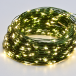 ACA Lighting X01300152 300 LED гирлянд топла светлина зелена медна тел адаптер 6V DC 8 функции IP44 30м + 3м 600 mA