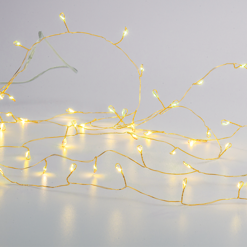 x01501317.png ACA Lighting X01501317 50 клъстер LED гирлянд топла светлина златна медна тел батерии 3×AA IP20 2.5м + 30см 3W