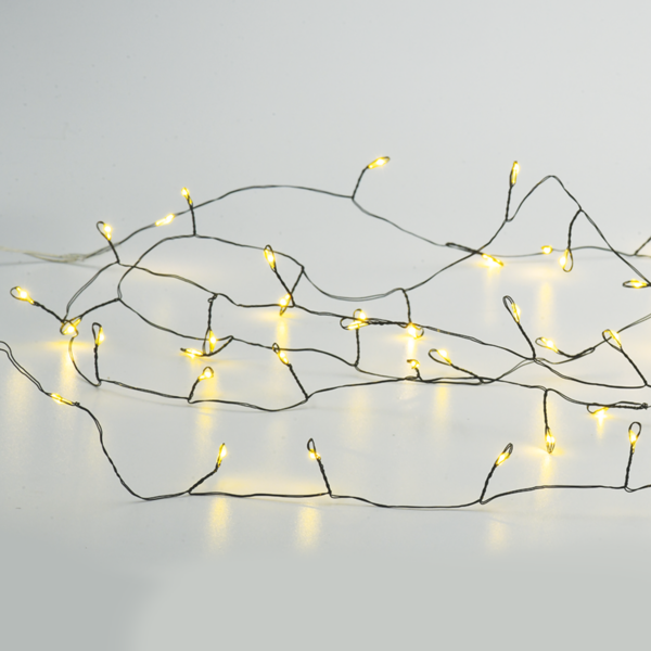 ACA Lighting X01501417 50 клъстер LED гирлянд топла светлина черна медна тел батерии 3×AA IP20 2.5м + 30см 3W