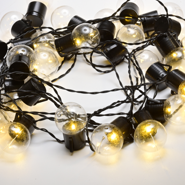 ACA Lighting X04251123 25 LED топки Ø4см топла светлина батерии 3×AA дистанционно 8 функции IP44 дължина 7.2м + 0.5м кабел