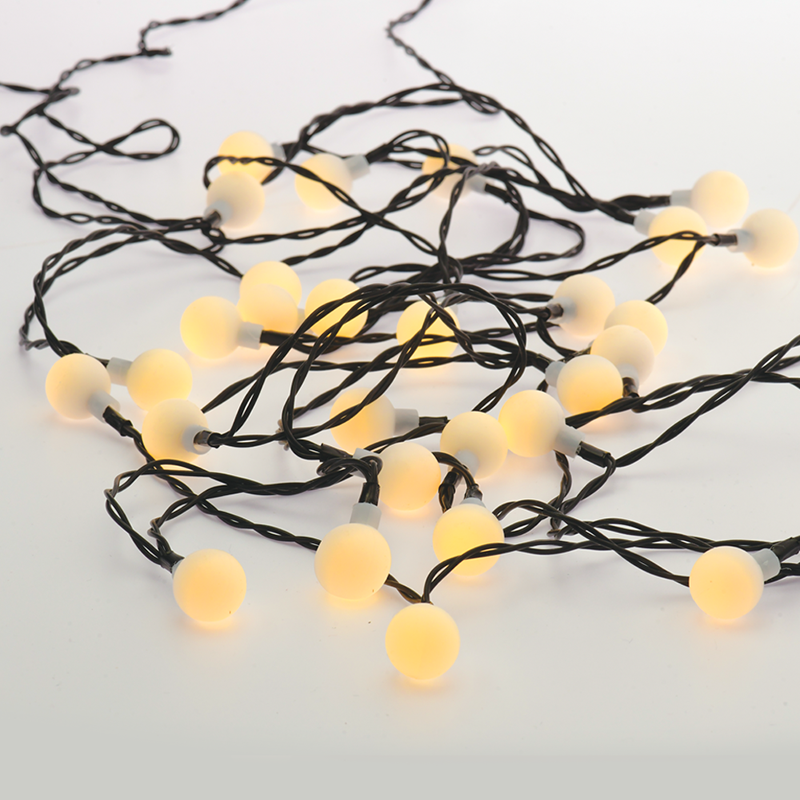 x04301423.png ACA Lighting X04301423 30 соларни LED топла светлина – опалови топки мигащ режим черен кабел IP44 4.35м + 2 м