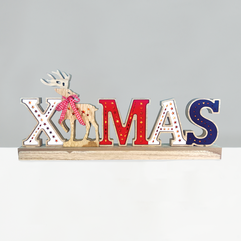 x05261113.png ACA Lighting X05261113 Дървен X-MAS – 26 мини топли LED бат. (3×AA) IP20 45×3.5×20см