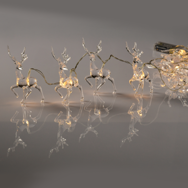 ACA Lighting X061011223 Акрилен елен – 10 LED батерии 3×AA топла светлина IP20 135 + 30см прозрачен кабел