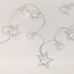 ACA Lighting X061011242 Пластмасови големи и средни звезди – 10 LED батерии 3×AA топла светлина IP20 135 + 30см прозрачен кабел